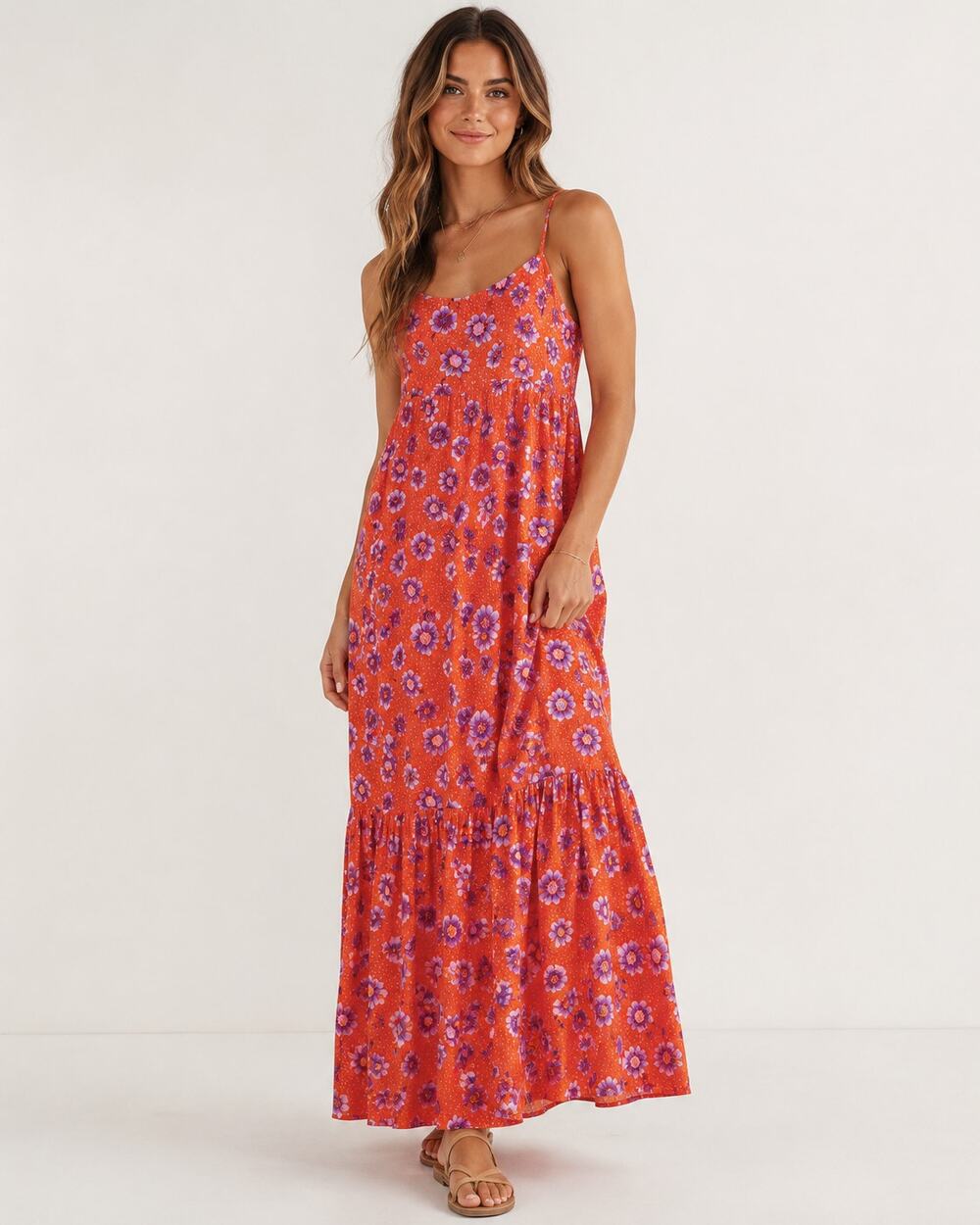 Zierna Floral 100% Cotton Maxi Dress Size Medium